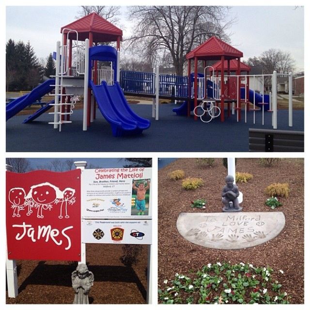 Dedicated to James Mattioli’s family who lived in Milford before moving to Newtown and the family chose Milford as a site for a playground. Milford Firefighters stepped up and ran numerous fundraisers, including a 5k road race, while working hand and hand with the New Jersey Firefighters to complete the playground. Great Job!